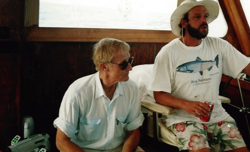 Peter and Greg Stone were introduced to each other in the early 1970’s by Teddy Tucker, who was a mentor to both. Pictured here inside his boat, Miss Wendy.
